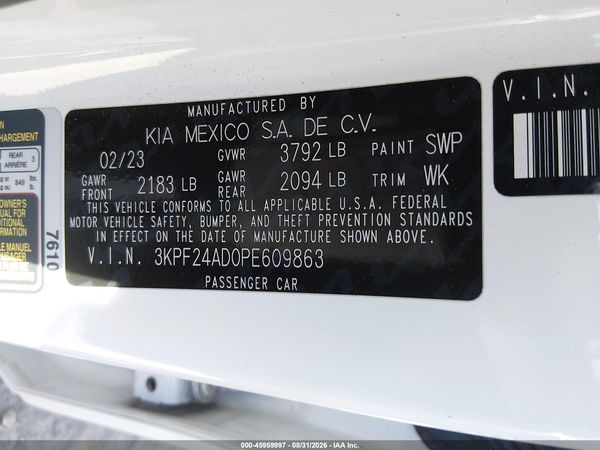 2023 KIA FORTE LXS — I9