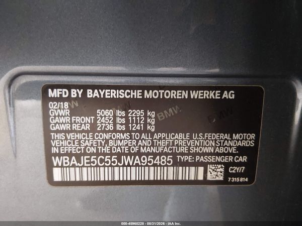 2018 BMW 540I — I9