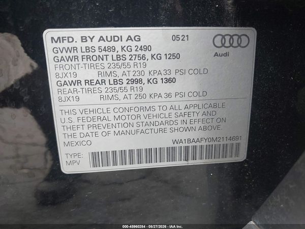 2021 AUDI Q5 — I9