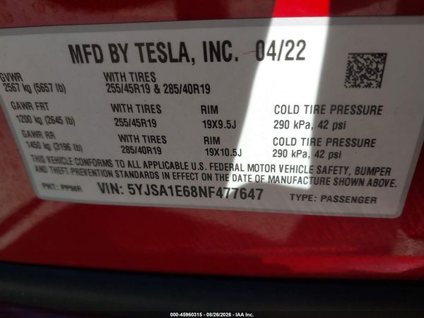 2022 TESLA MODEL S — I152