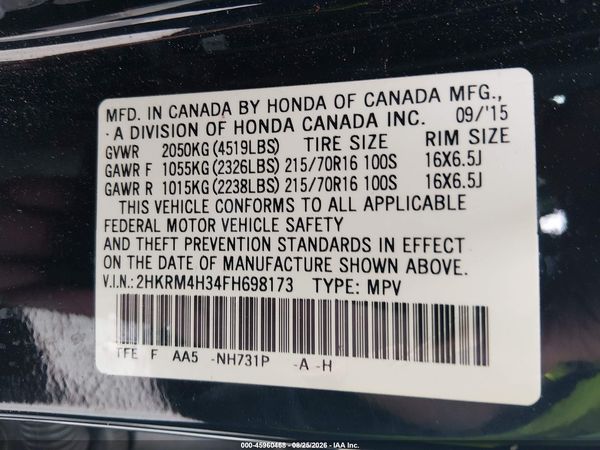 2015 HONDA CR-V LX — I9