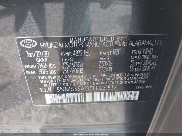 2020 HYUNDAI SANTA FE SEL