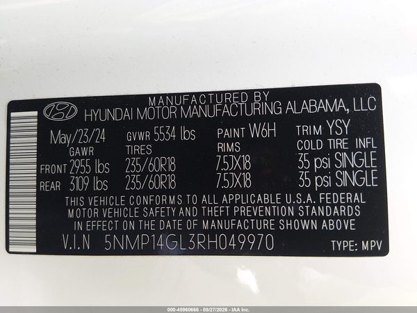 2024 HYUNDAI SANTA FE SE — I9