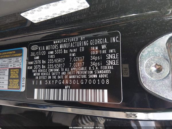 2020 KIA SORENTO 2.4L L