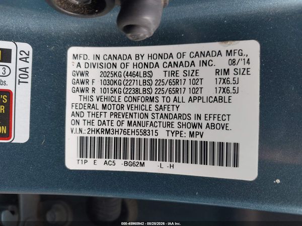 2014 HONDA CR-V EX-L — I9
