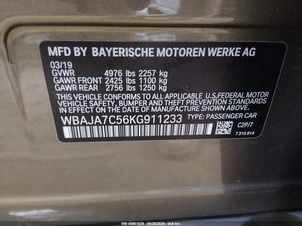 2019 BMW 5 SERIES 530I XDRIVE