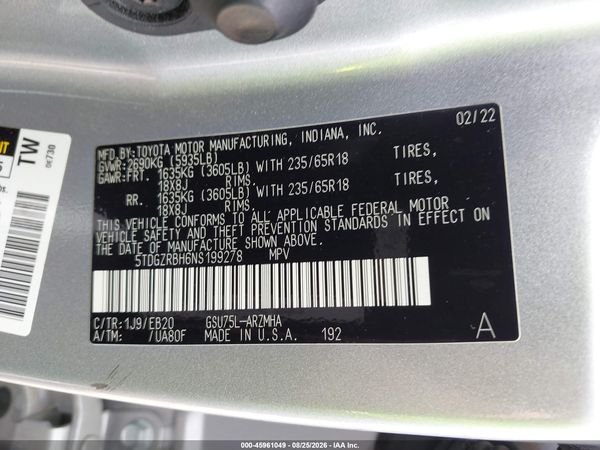 2022 TOYOTA HIGHLANDER XLE