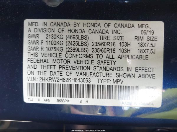2019 HONDA CR-V EX-L