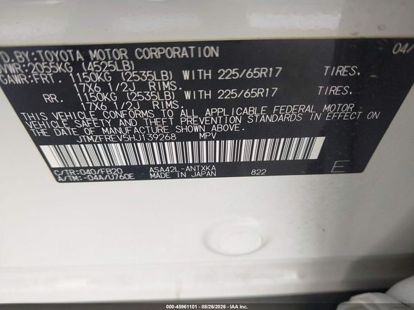 2017 TOYOTA RAV4 LE — I9