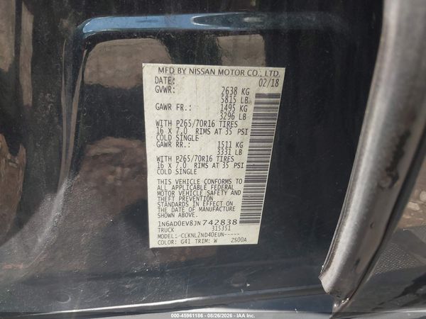2018 NISSAN FRONTIER SV