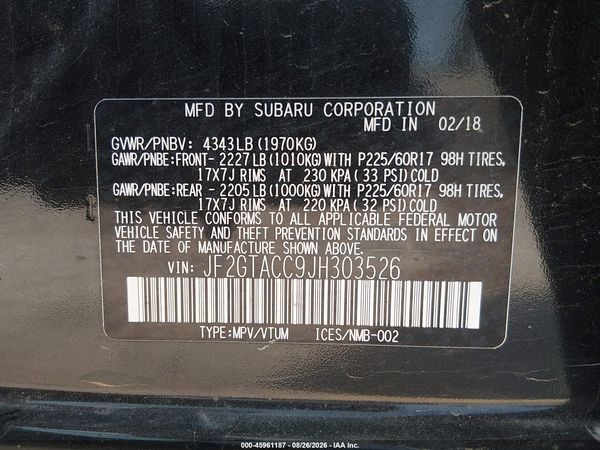 2018 SUBARU CROSSTREK 2.0I PREMIUM