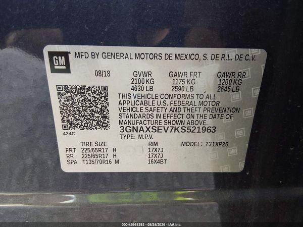 2019 CHEVROLET EQUINOX LS — I9