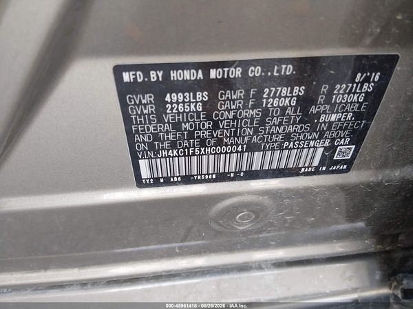 2017 ACURA RLX Technology Package — I9