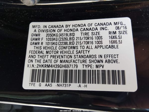 2016 HONDA CR-V LX — I9