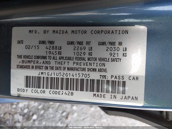 2016 MAZDA MAZDA6 I SPORT
