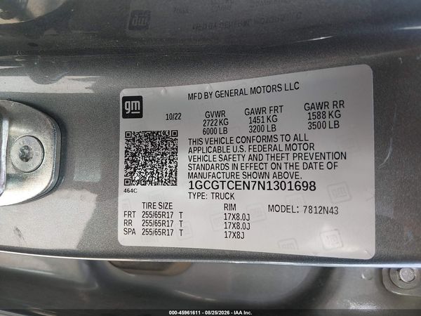 2022 CHEVROLET COLORADO 4WD  SHORT BOX LT — I9