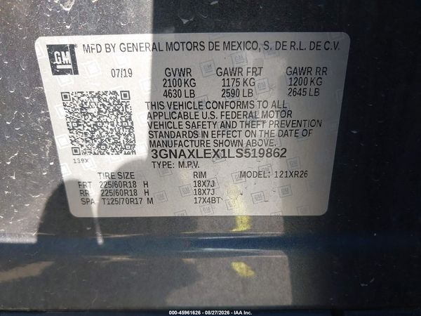 2020 CHEVROLET EQUINOX FWD LT 2.0L TURBO — I9