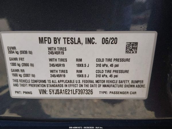 2020 TESLA MODEL S — I9