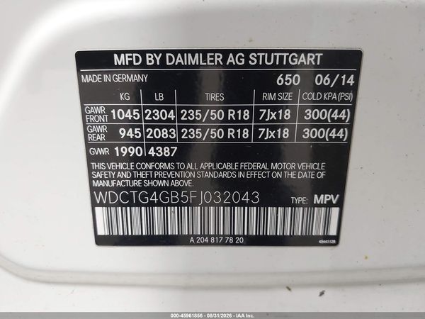 2015 MERCEDES-BENZ GLA 250 4MATIC