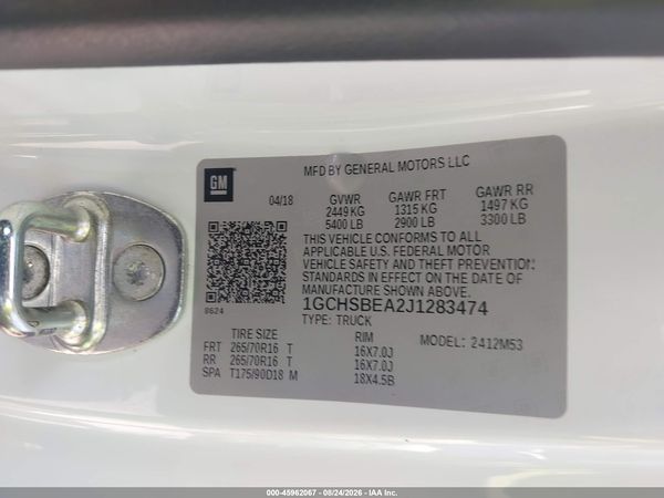 2018 CHEVROLET COLORADO WT — I9