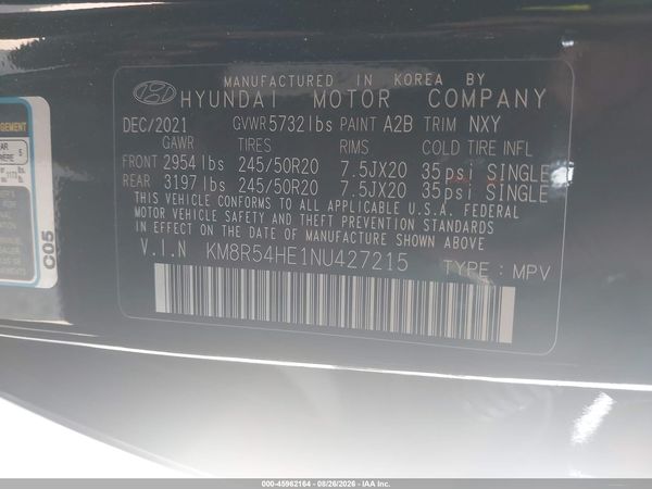 2022 HYUNDAI PALISADE LIMITED — I9