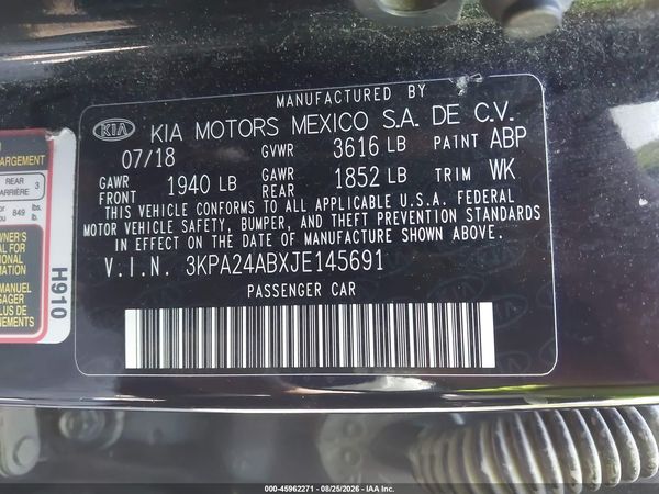 2018 KIA RIO S — I9