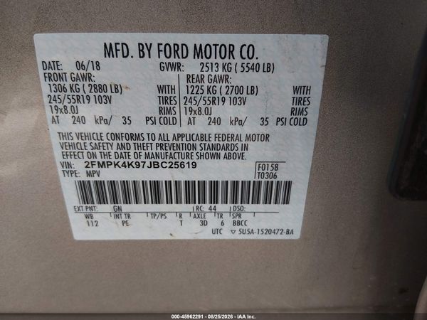 2018 FORD EDGE TITANIUM — I9
