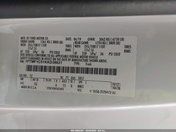 2019 FORD F-150 XL