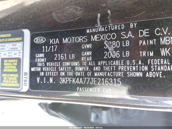 2018 KIA FORTE LX