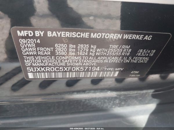 2015 BMW X5 XDRIVE35I — I9
