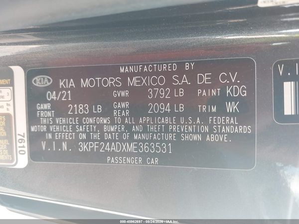 2021 KIA FORTE LXS — I9