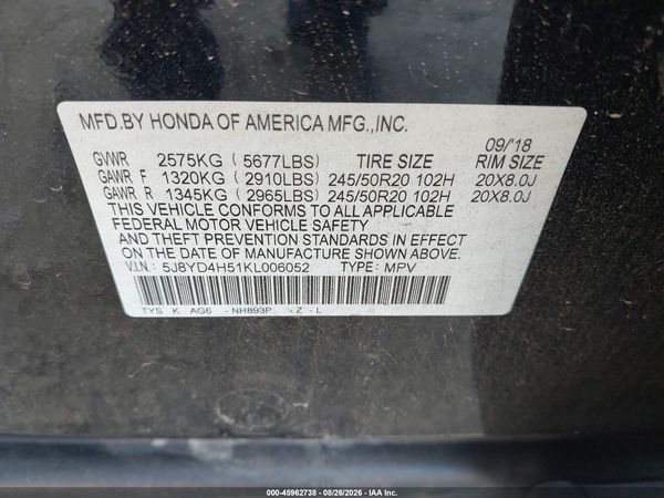 2019 ACURA MDX TECH PKG — I9