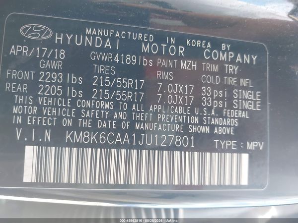 2018 HYUNDAI KONA SEL