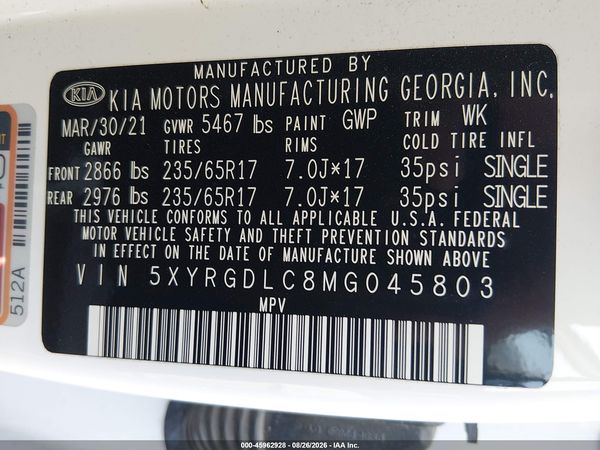 2021 KIA SORENTO LX — I9