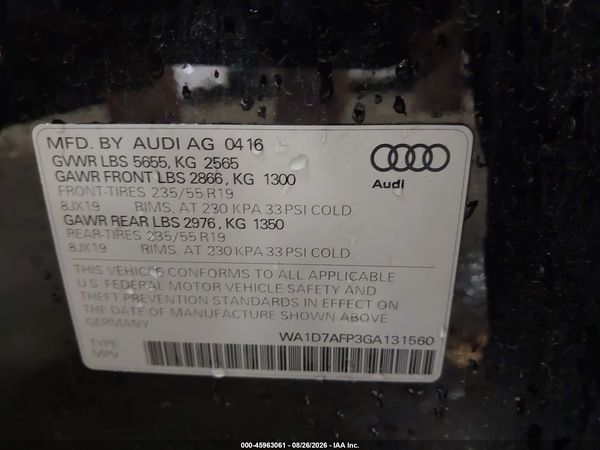 2016 AUDI Q5 3.0T PREMIUM PLUS
