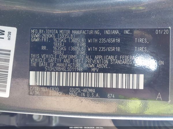 2020 TOYOTA HIGHLANDER XLE