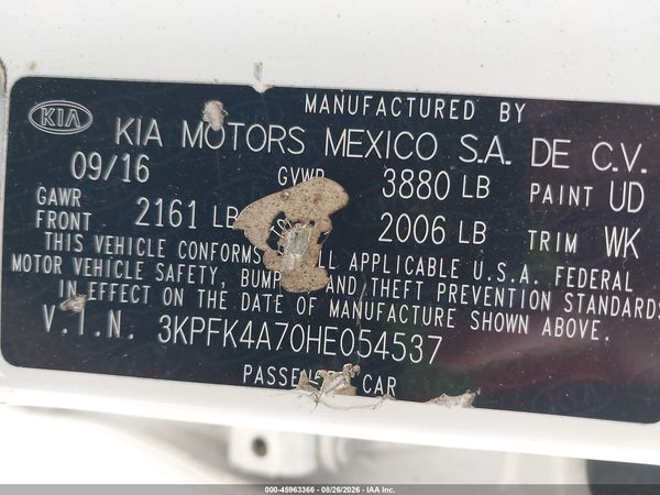 2017 KIA FORTE LX
