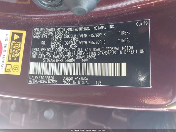 2019 TOYOTA HIGHLANDER LE