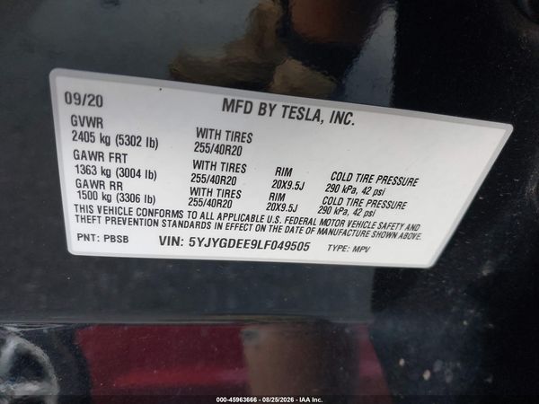 2020 TESLA MODEL Y