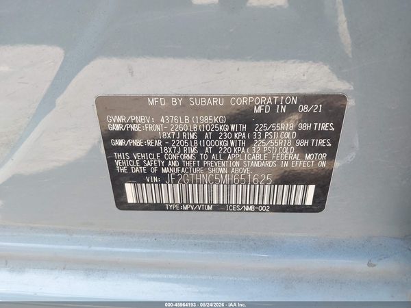 2021 SUBARU CROSSTREK LIMITED