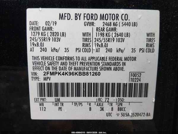 2019 FORD EDGE TITANIUM — I9