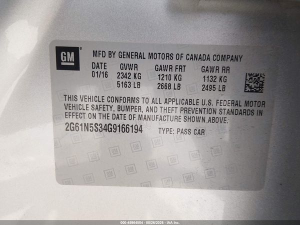 2016 CADILLAC XTS LUXURY COLLECTION — I9