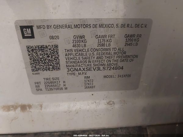 2020 CHEVROLET EQUINOX AWD LS — I9