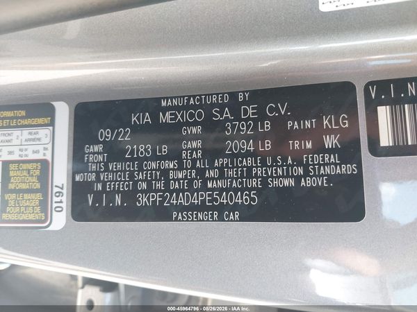 2023 KIA FORTE LXS
