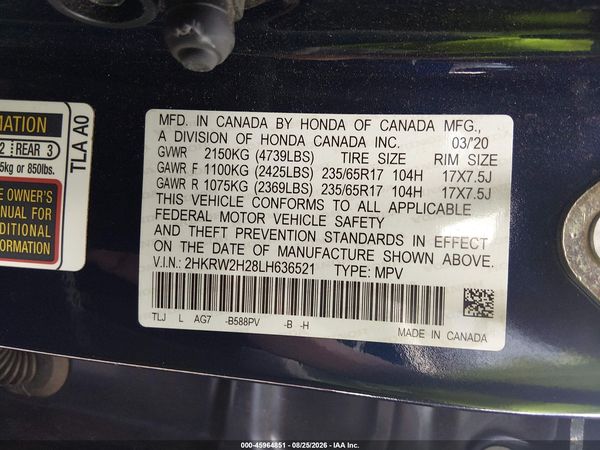 2020 HONDA CR-V AWD LX — I9