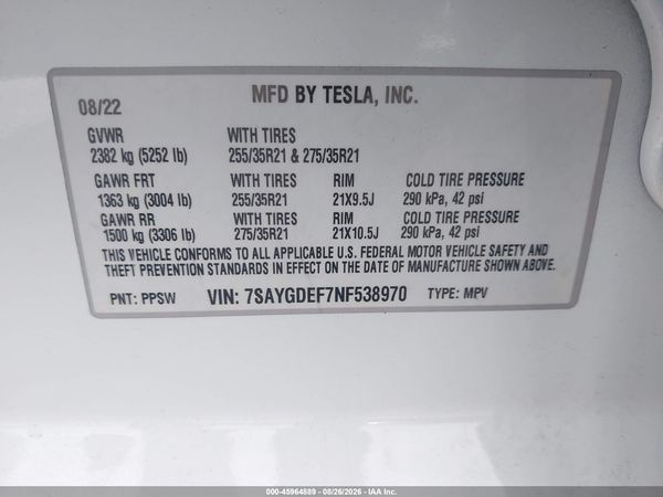 2022 TESLA MODEL Y — I9