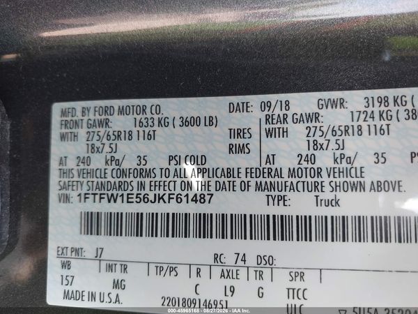 2018 FORD F-150 XLT — I9
