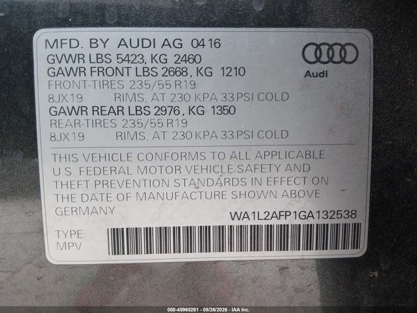 2016 AUDI Q5 2.0T PREMIUM