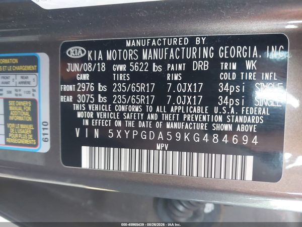 2019 KIA SORENTO 3.3L LX — I9