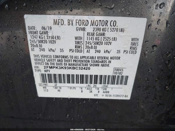 2019 FORD EDGE TITANIUM — I9